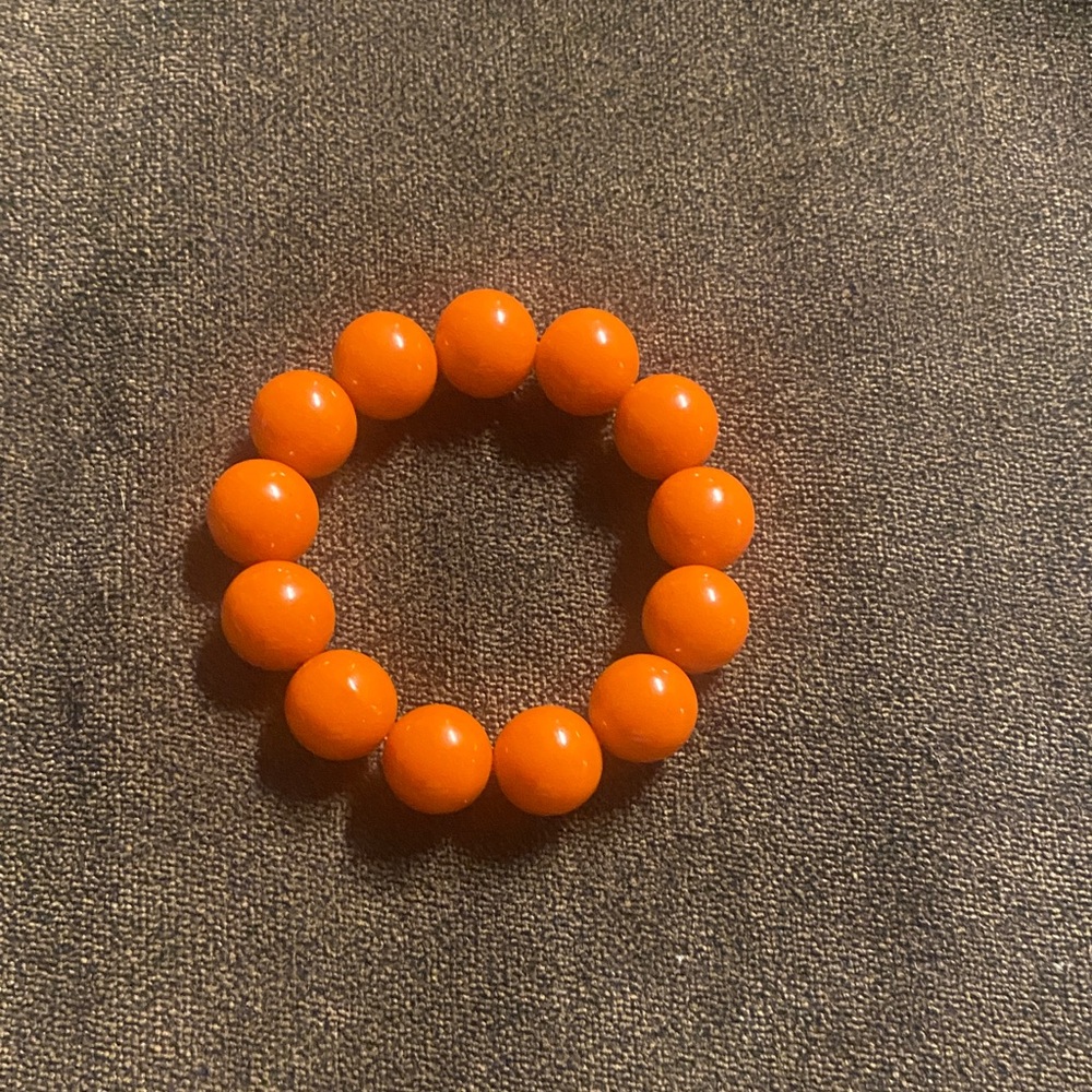 Vibrant Orange Beaded Hair Tie
